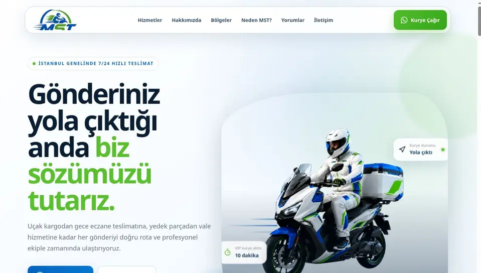 MST Kurye profesyonel web sitesi